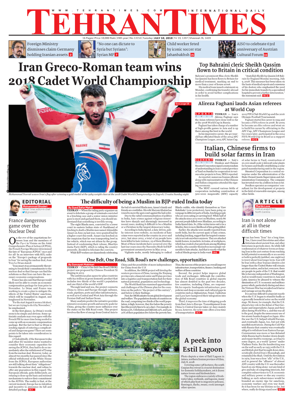 Iran Greco-Roman Team Wins 2018 Cadet World Championship Beiranvand Played a Key Role in Persepolis Helping the Reds Win Iran Professional League Back-To-Back Titles