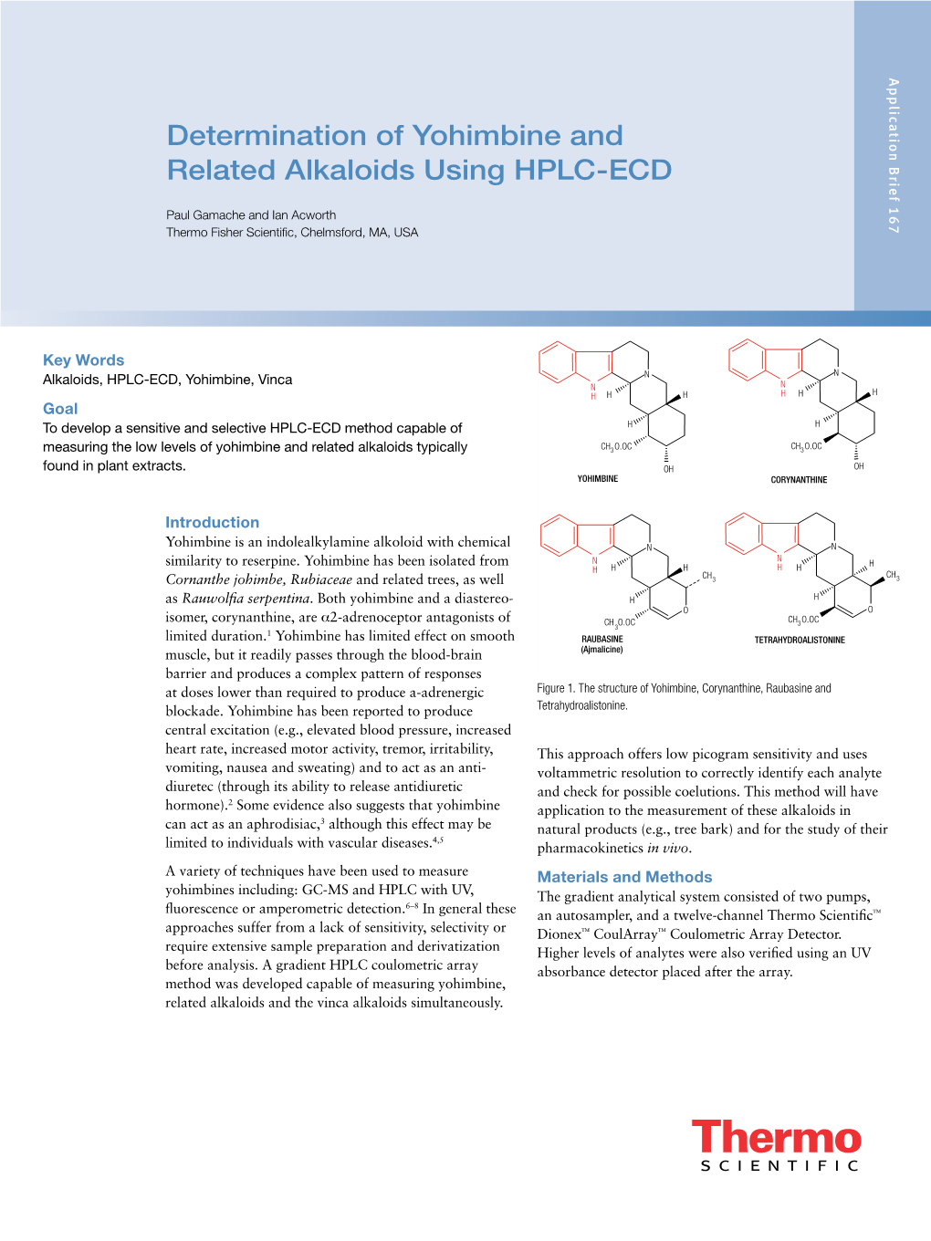 Determination of Yohimbine and Related Alkaloids Using HPLC-ECD