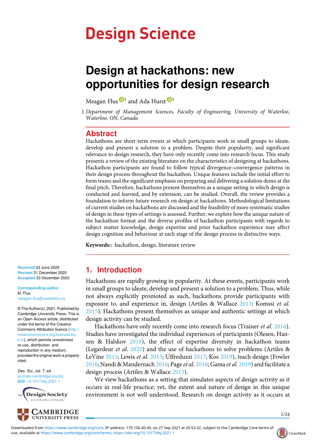 Design at Hackathons: New Opportunities for Design Research