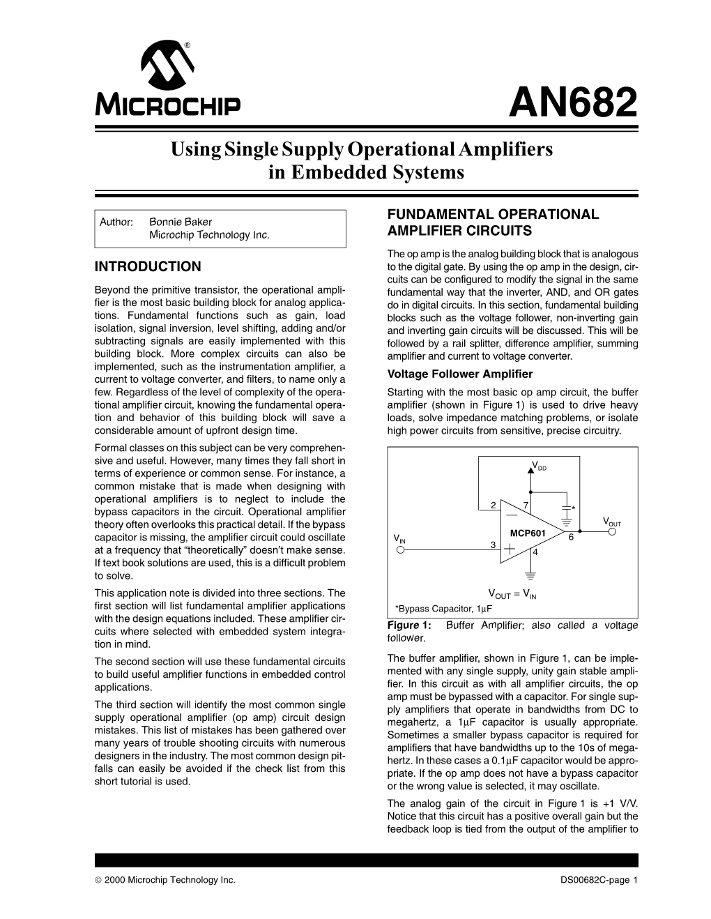 Using Single Supply Operational Amplifiers in Embedded Systems