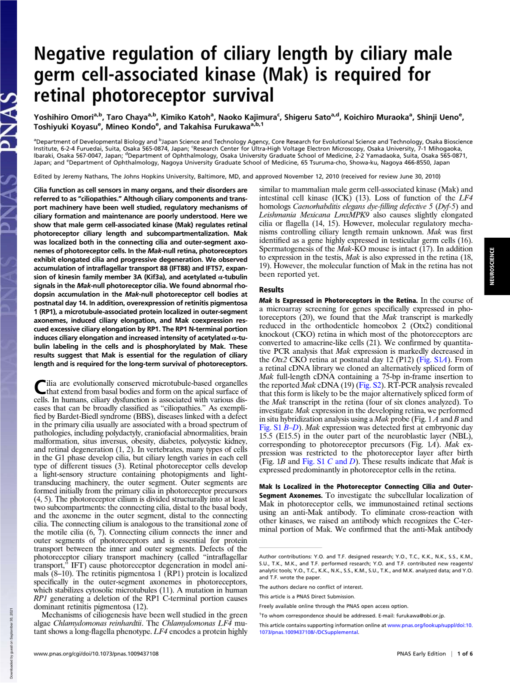 (Mak) Is Required for Retinal Photoreceptor Survival