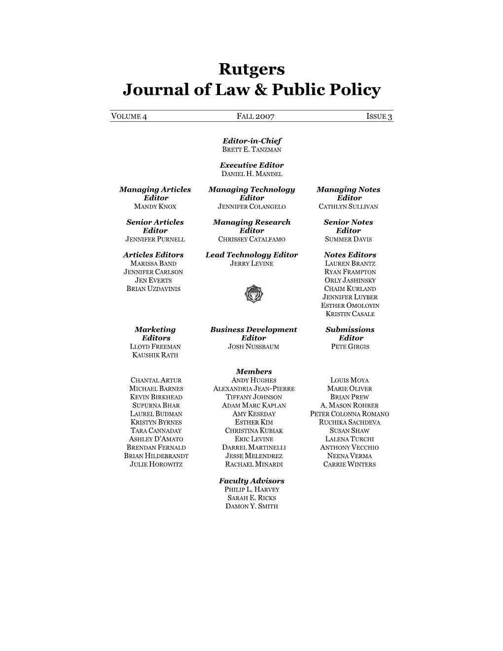 Rutgers Journal of Law & Public Policy