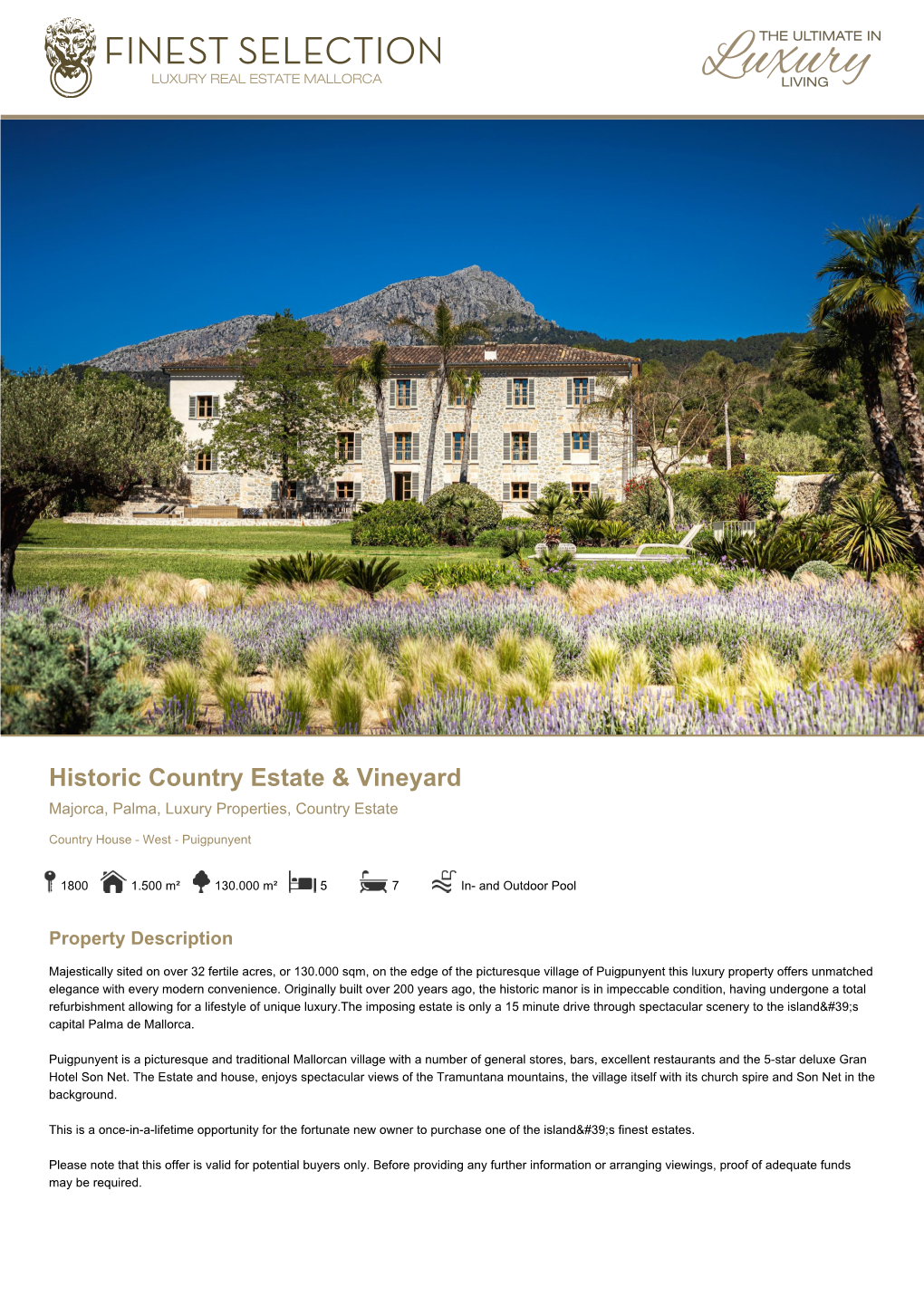 Historic Country Estate & Vineyard