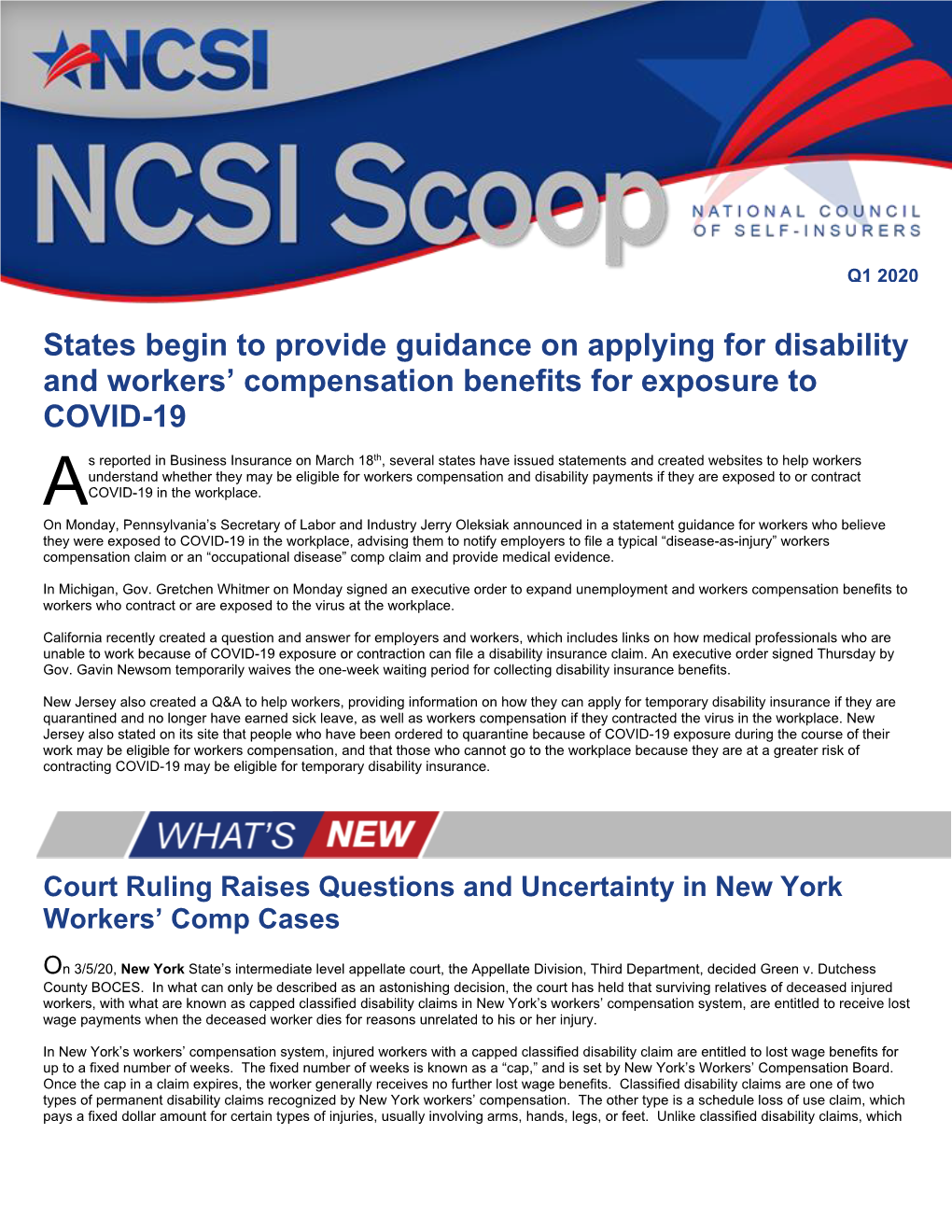 States Begin to Provide Guidance on Applying for Disability and Workers’ Compensation Benefits for Exposure to COVID-19