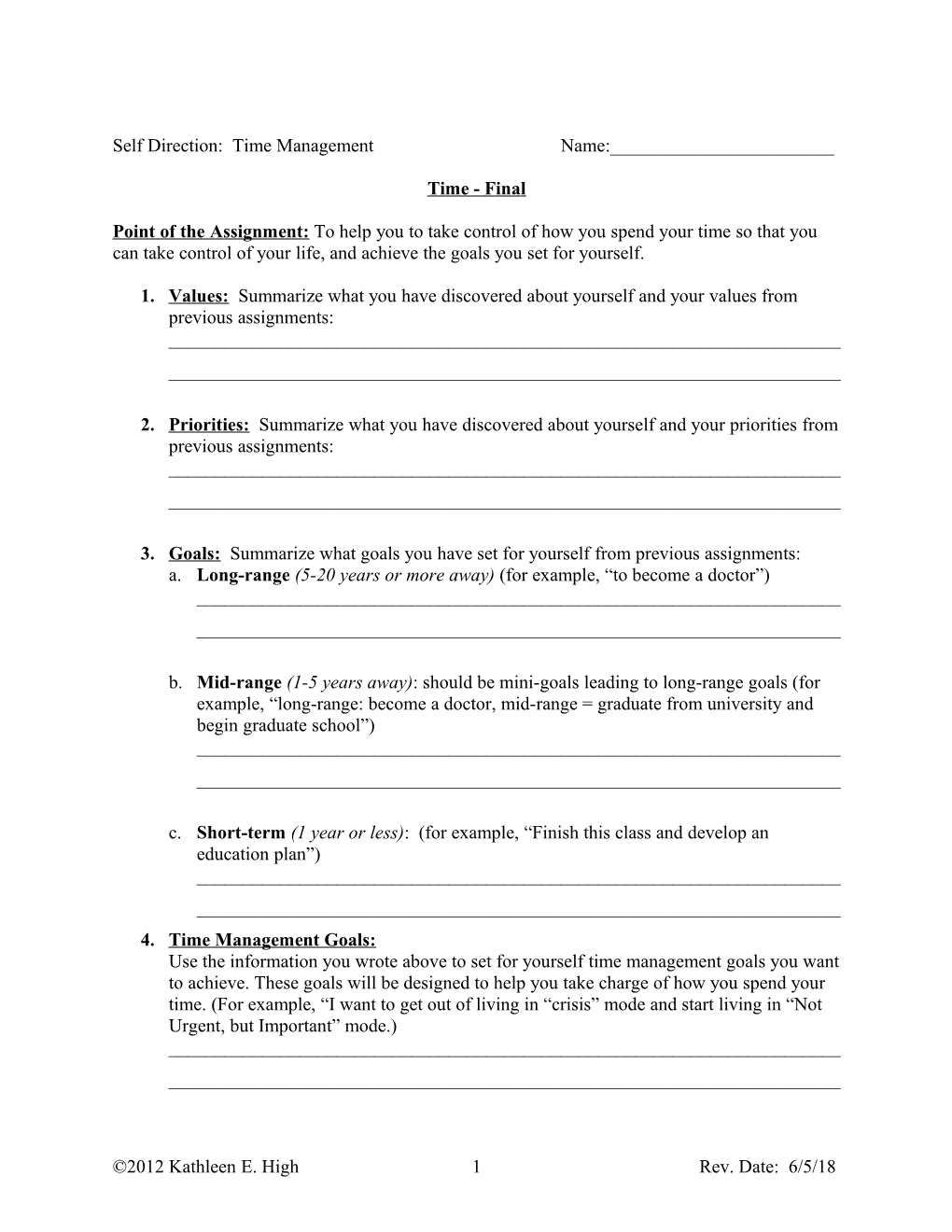 Time Planning/Priority Setting Final Project