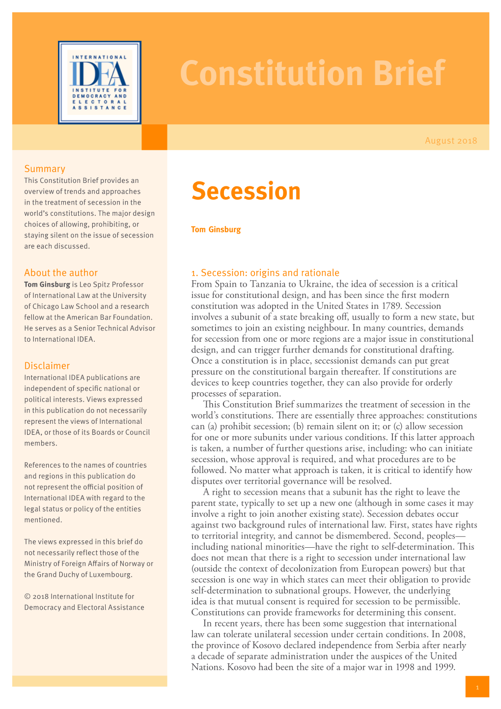 Secession: Constitution Brief