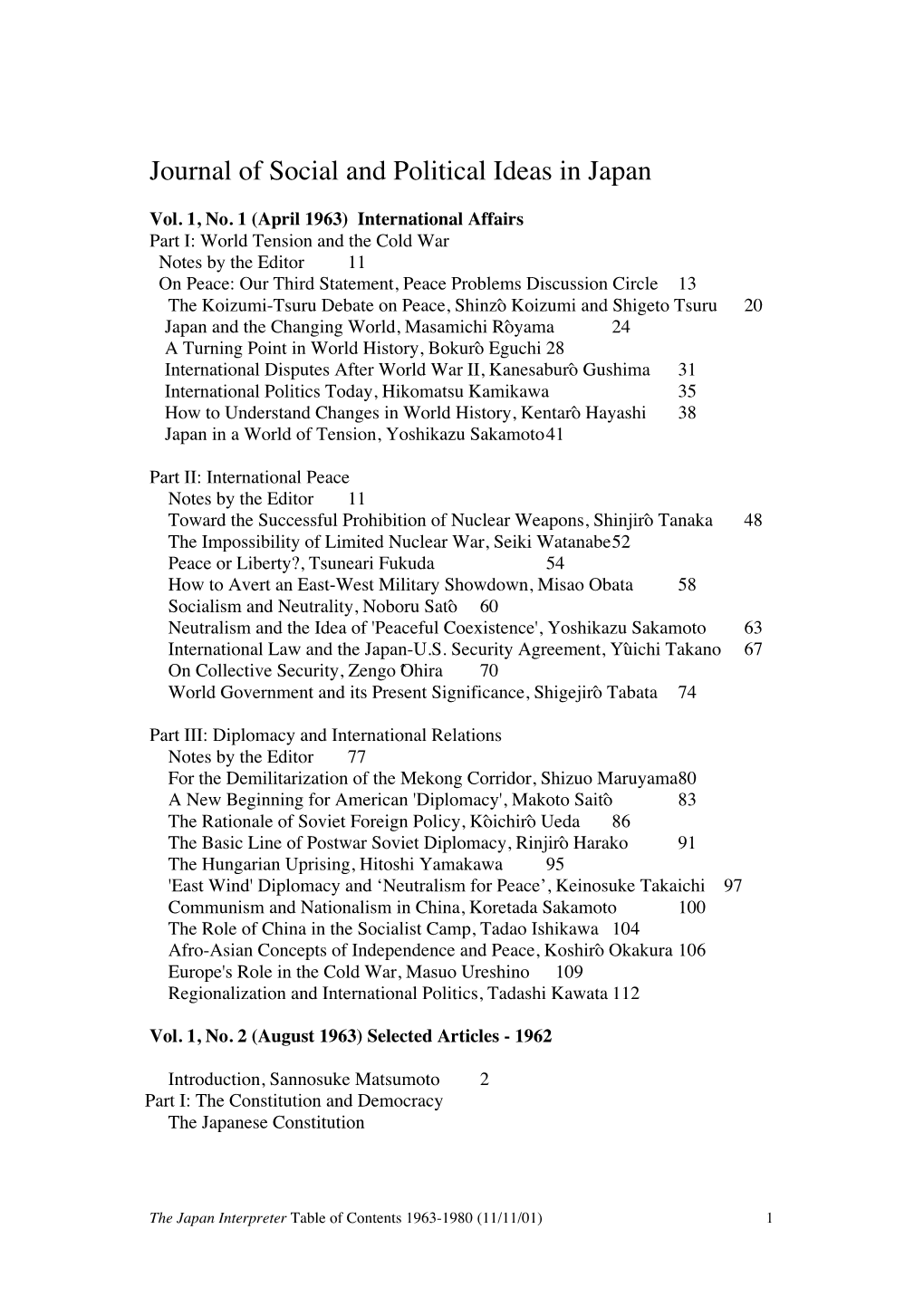 Journal of Social and Political Ideas in Japan