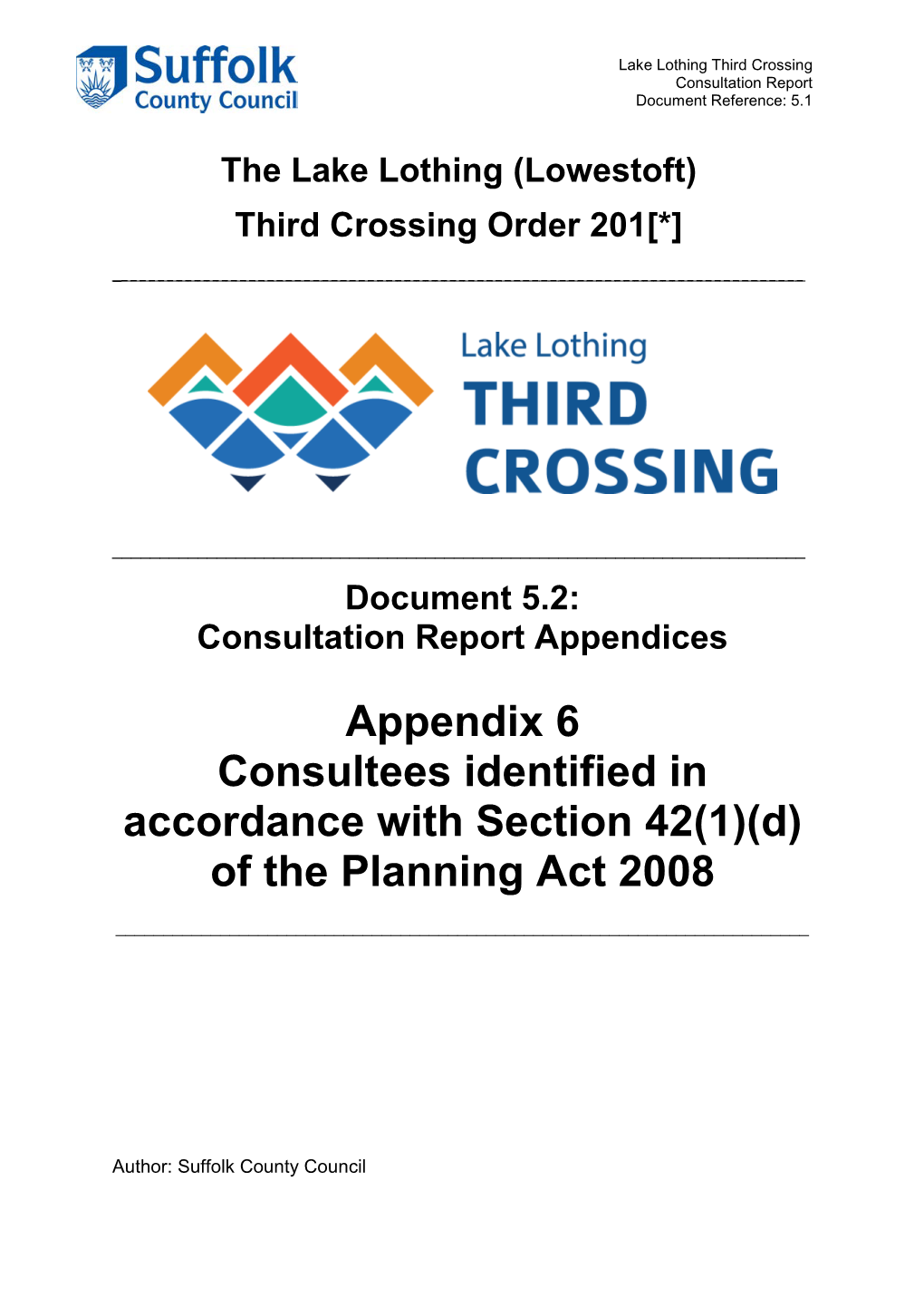 Appendix 6 Consultees Identified in Accordance with Section 42(1)(D) of the Planning Act 2008