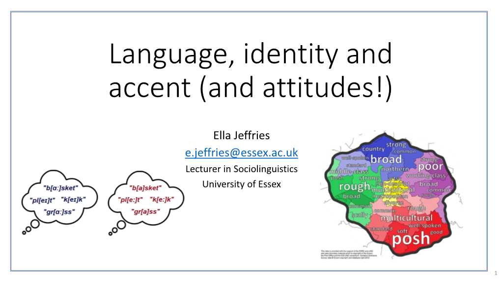 Language, Identity and Accent (And Attitudes!)