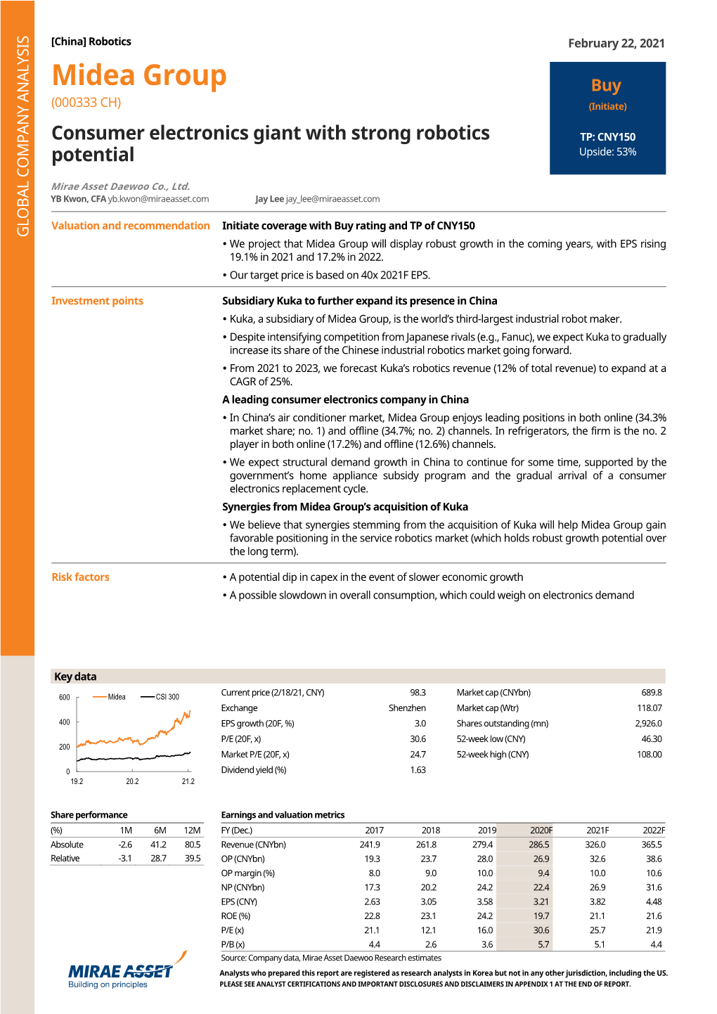 Midea Group Buy (000333 CH) (Initiate)