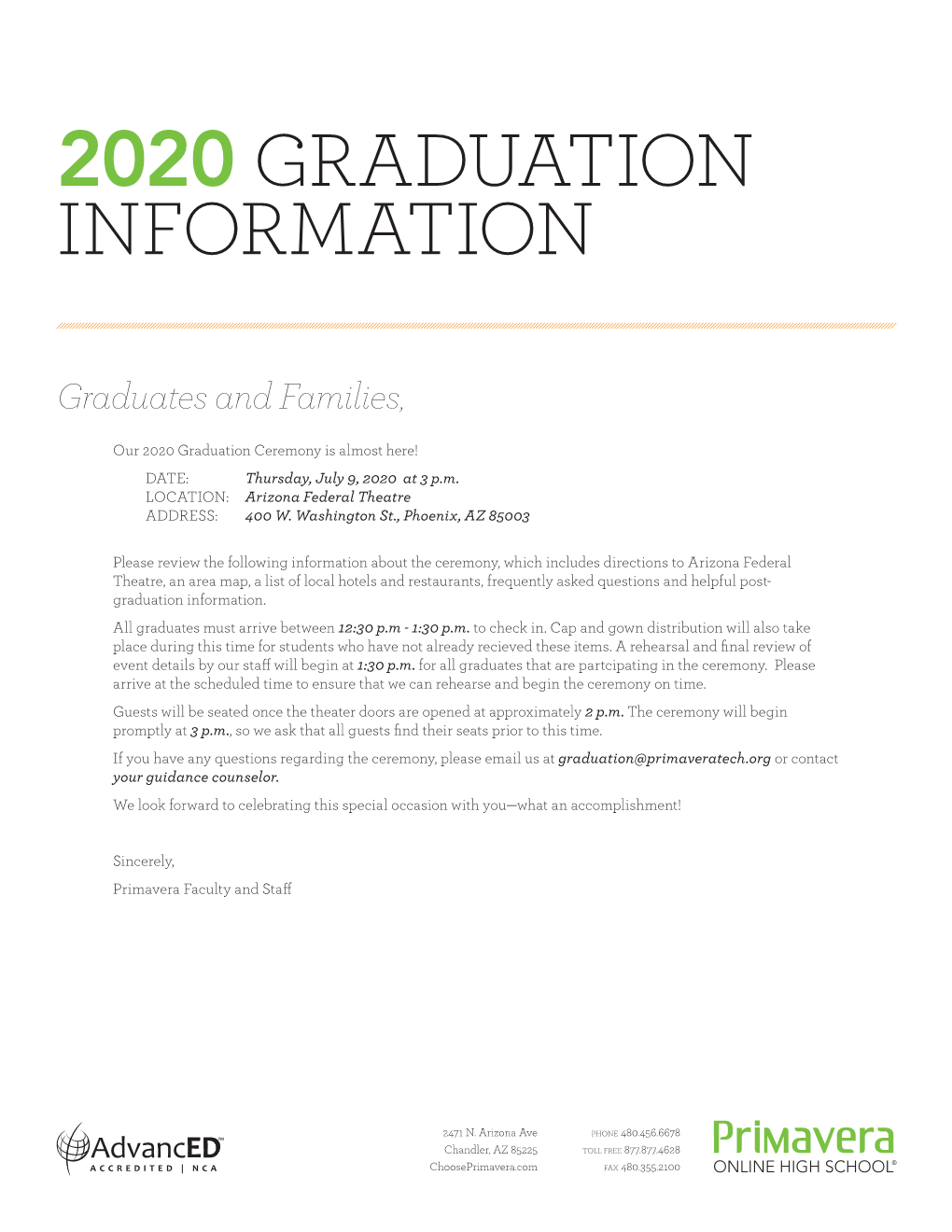 2020 Graduation Information