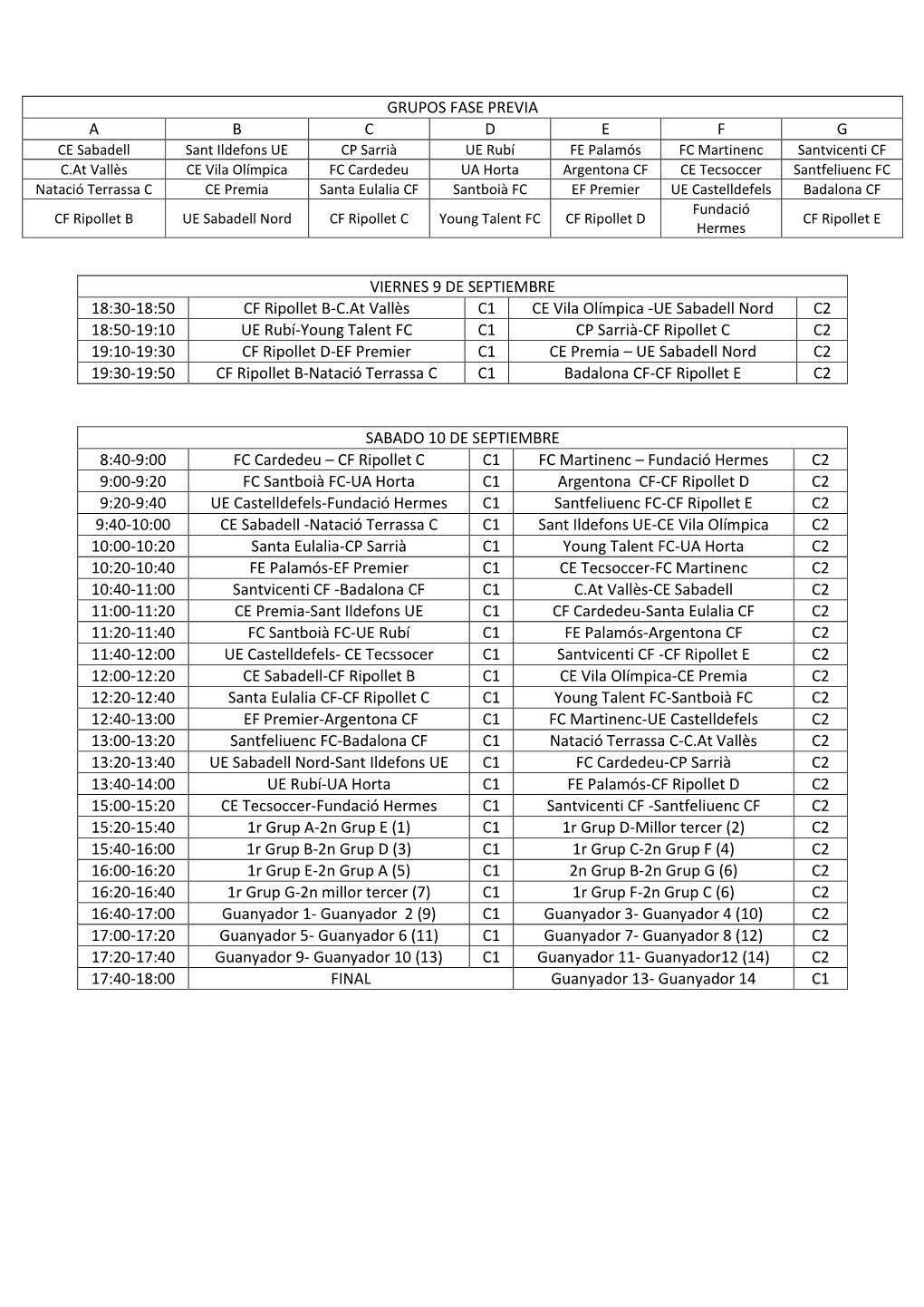 Grupos Fase Previa a B C D E F G Viernes 9 De