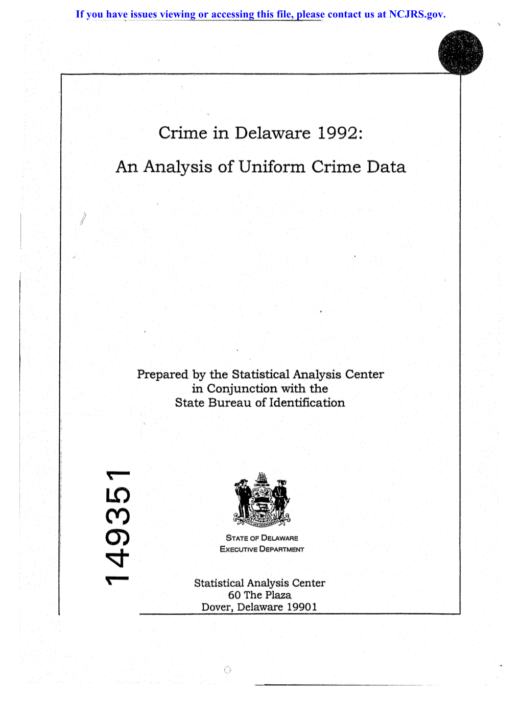 Crime in Delaware 1992: an Analysis of Uniform Crime Data