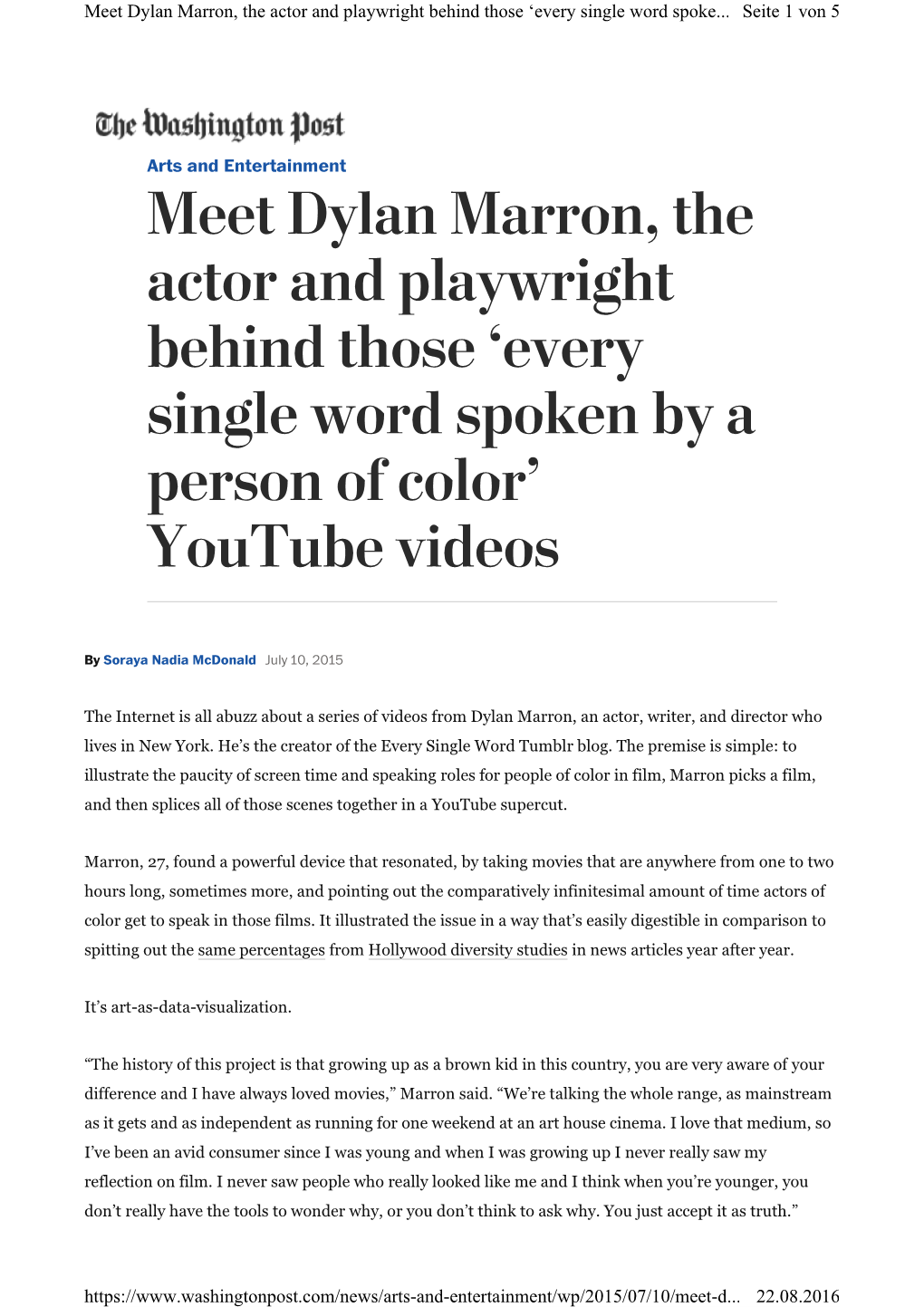 Meet Dylan Marron, the Actor and Playwright Behind Those 'Every Single Word Spoken by a Person of Color' Youtube Videos