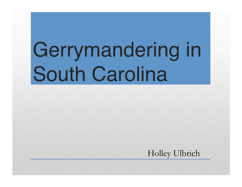 Gerrymandering in South Carolina
