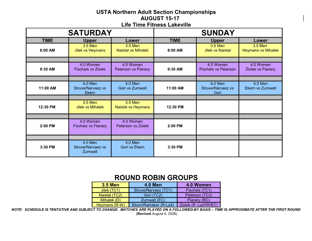 USTA Northern Adult Section Championships