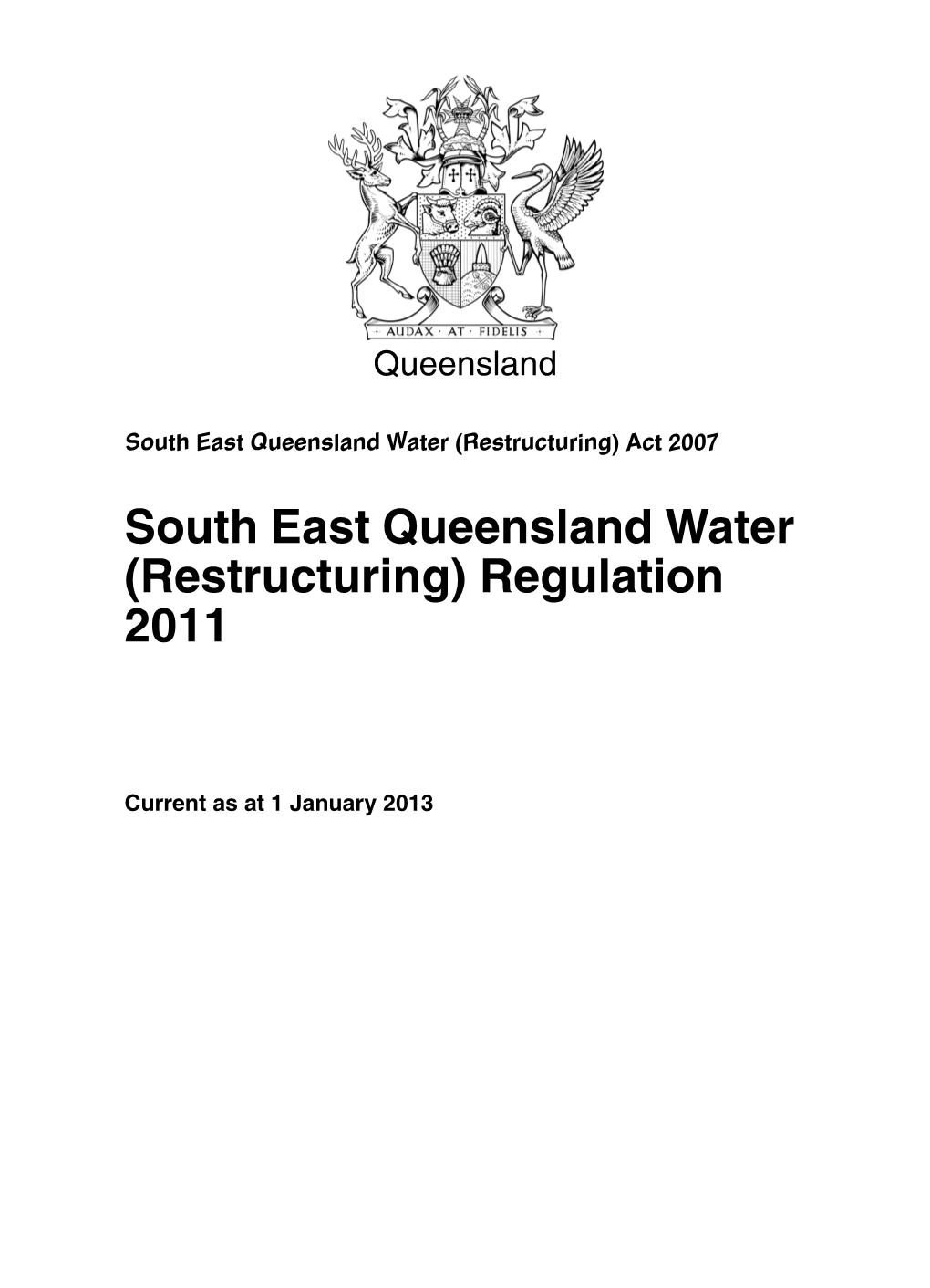 South East Queensland Water (Restructuring) Regulation 2011