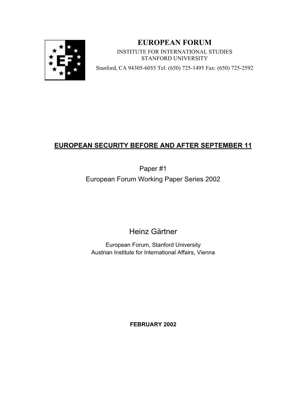 European Security Before and After September 11