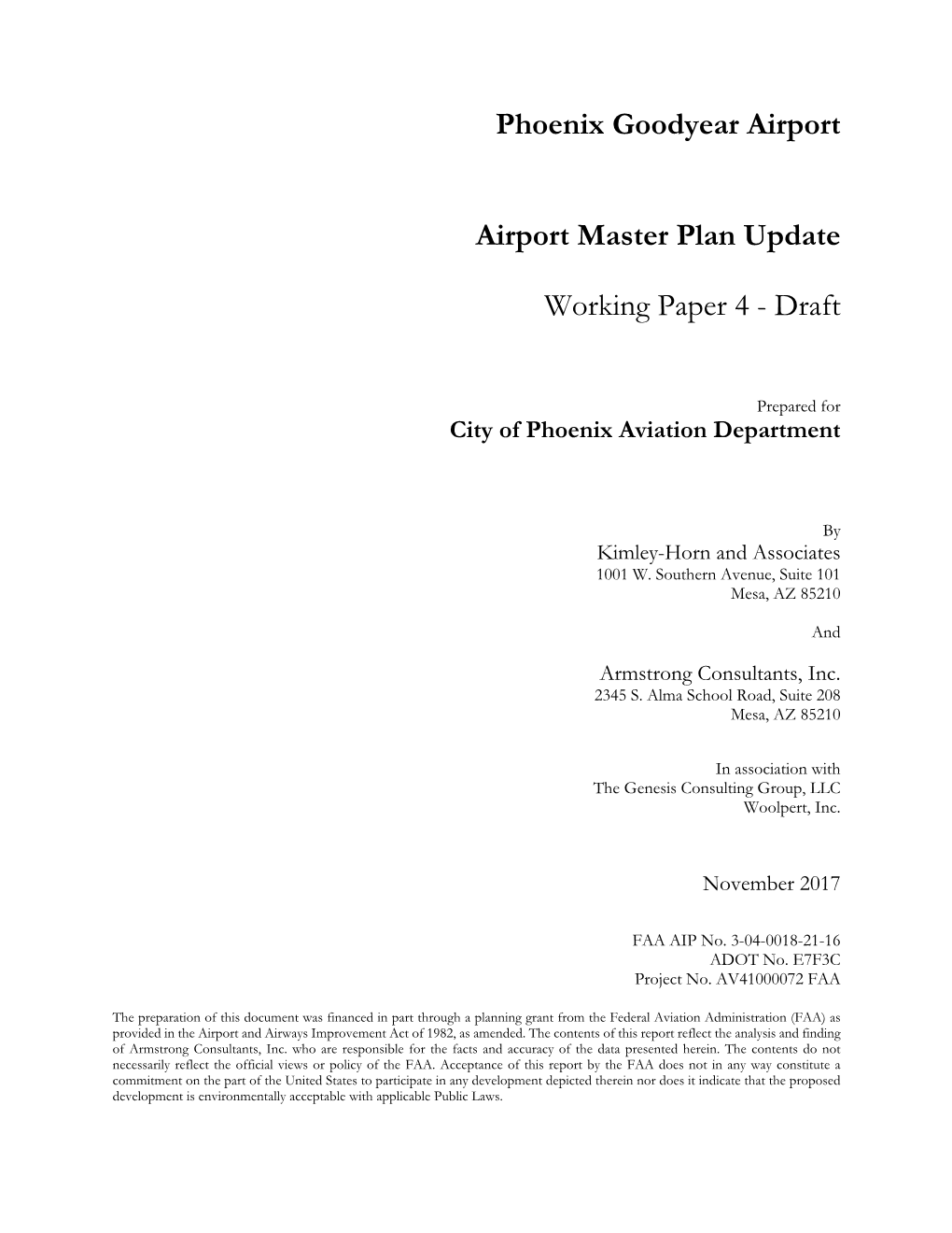 Phoenix Goodyear Airport Airport Master Plan Update Working Paper 4