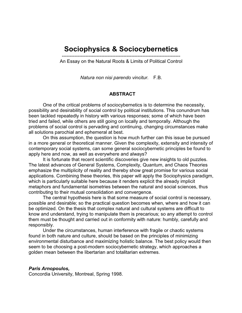 Sociophysics & Sociocybernetics