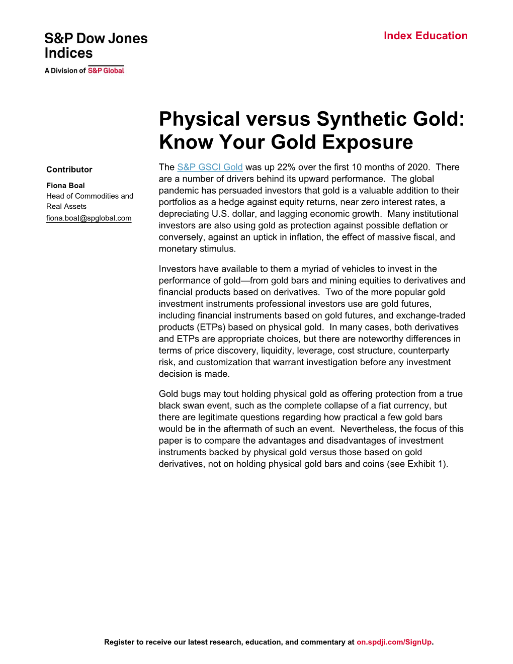 Physical Versus Synthetic Gold: Know Your Gold Exposure