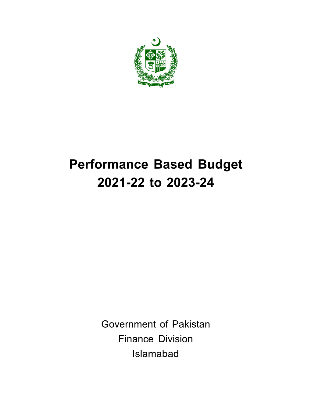 Performance Based Budget 2021-22 to 2023-24