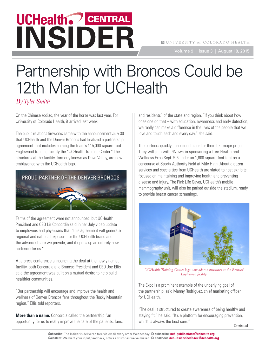 Partnership with Broncos Could Be 12Th Man for Uchealth by Tyler Smith