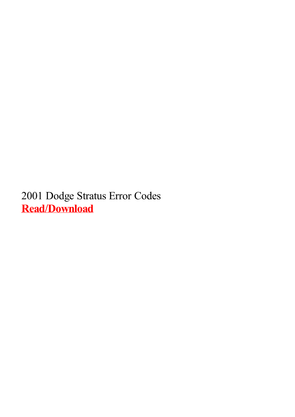 2001 Dodge Stratus Error Codes