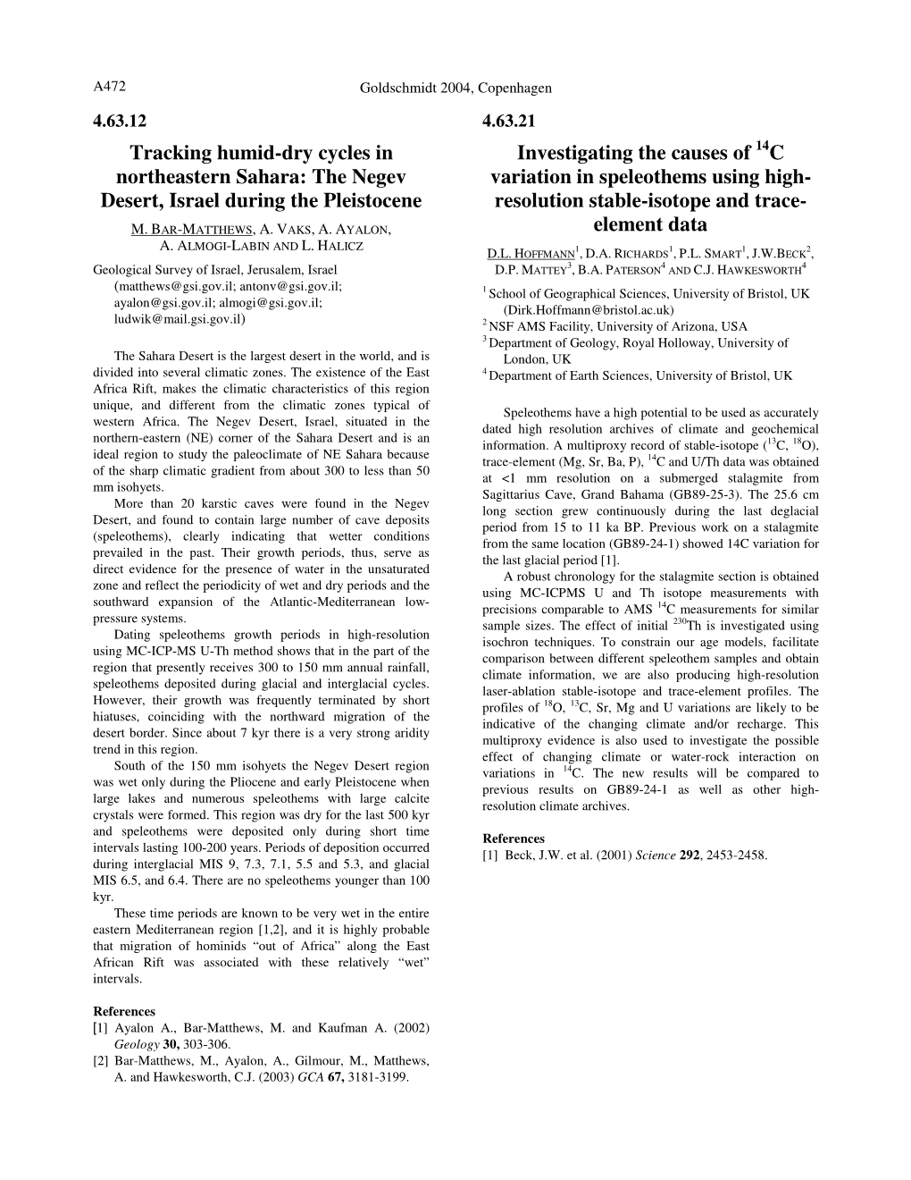 Tracking Humid-Dry Cycles in Northeastern Sahara: the Negev