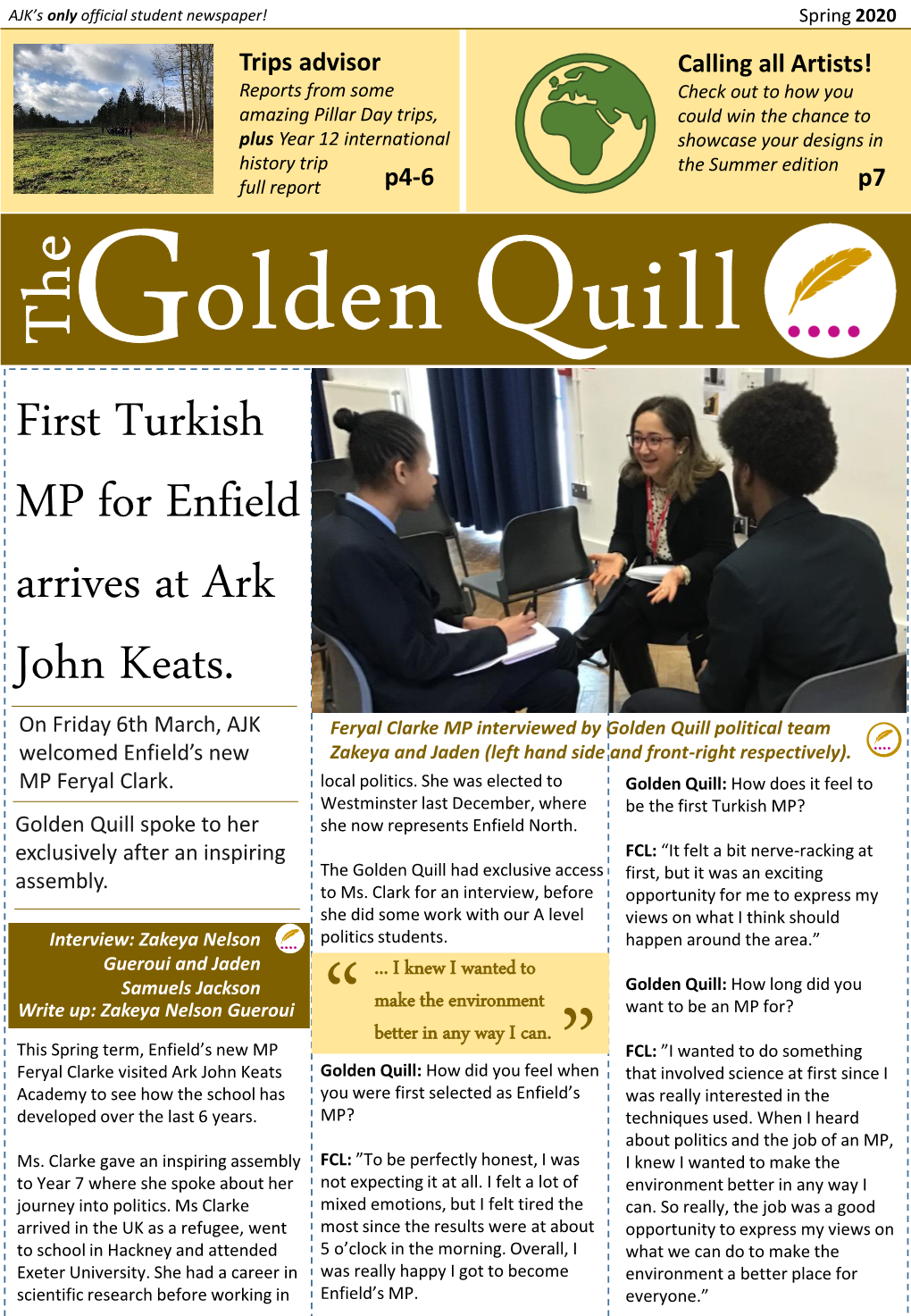 First Turkish MP for Enfield Arrives at Ark John Keats