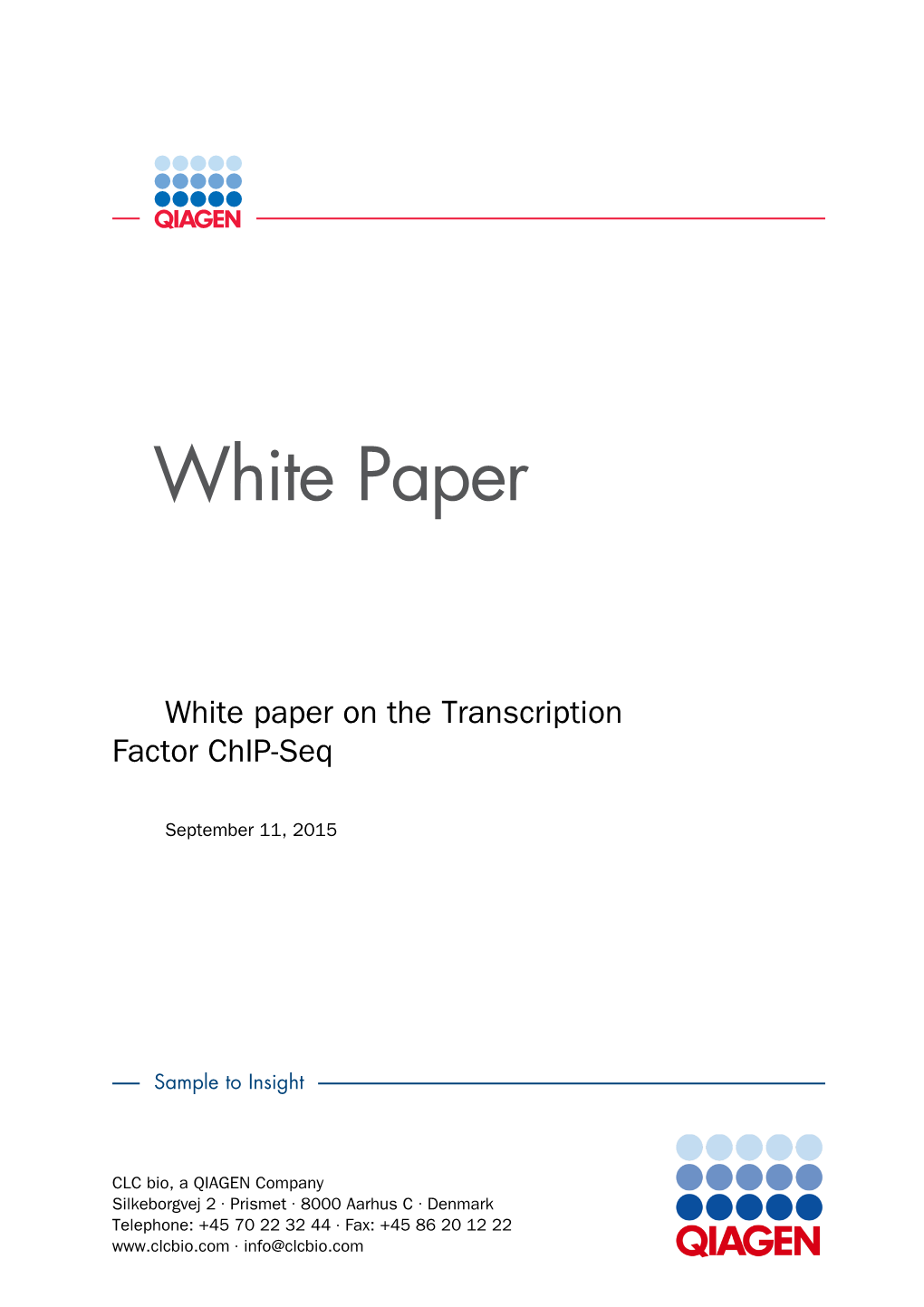 White Paper on the Transcription Factor Chip-Seq