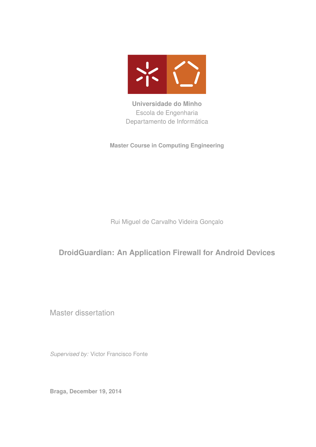 An Application Firewall for Android Devices Master Dissertation