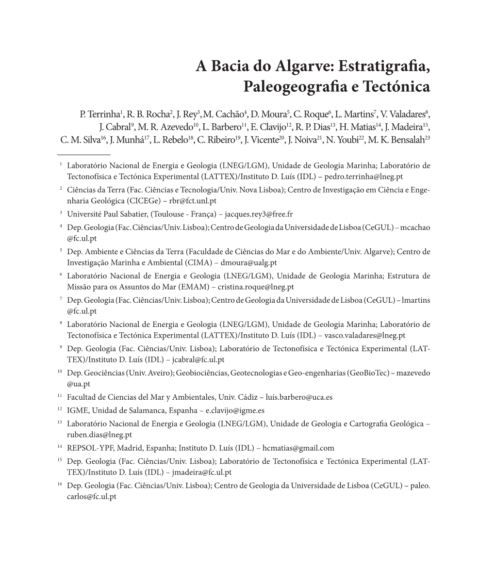 A Bacia Do Algarve: Estratigrafia, Paleogeografia E Tectónica