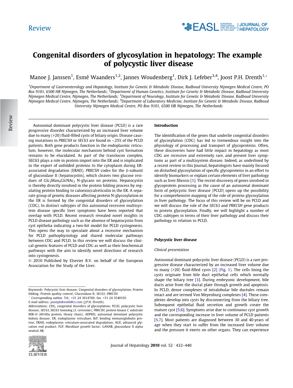 Congenital Disorders of Glycosylation in Hepatology: the Example of Polycystic Liver Disease