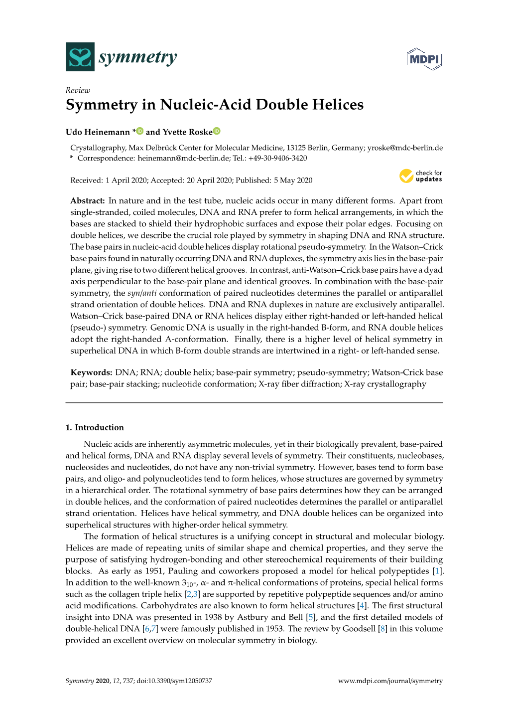 Symmetry in Nucleic-Acid Double Helices