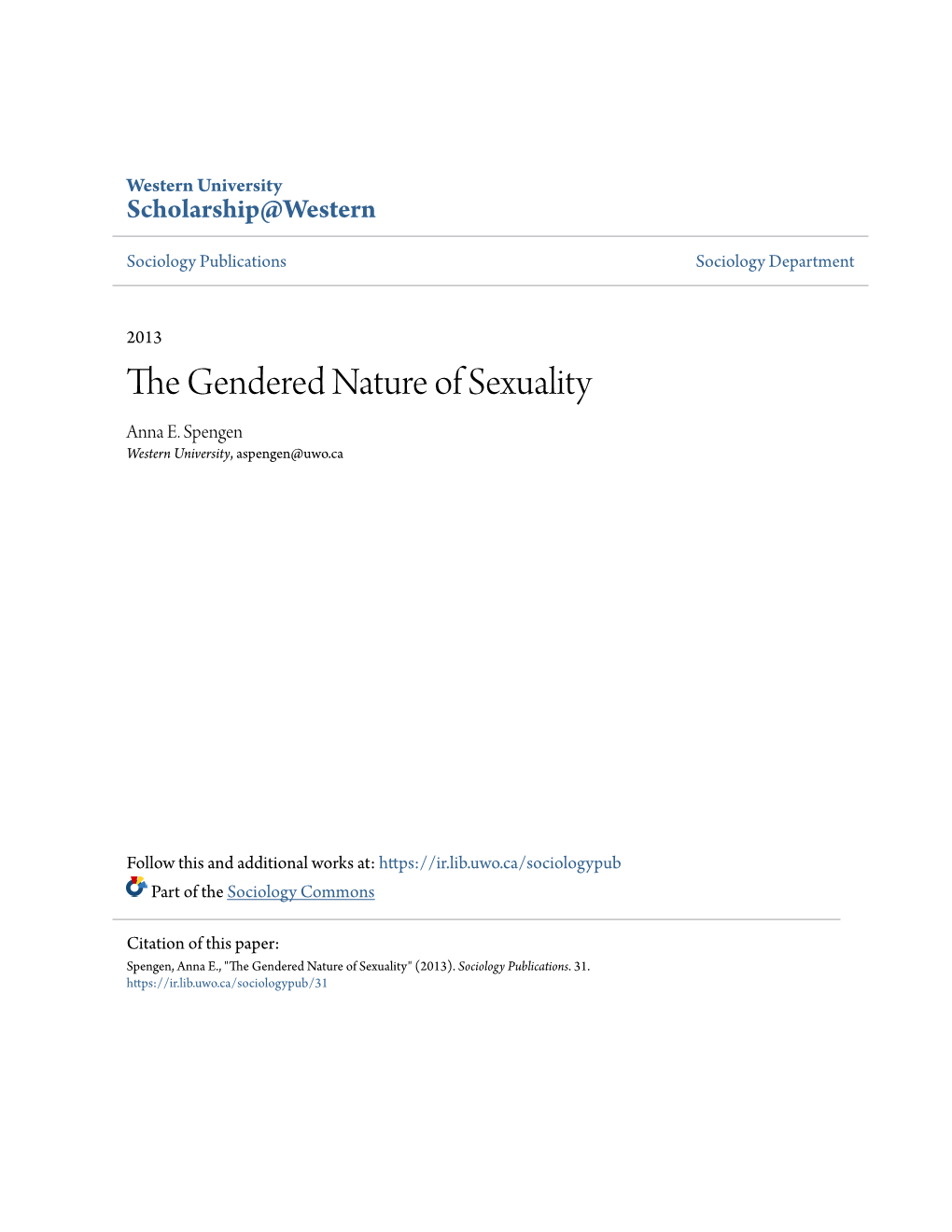 The Gendered Nature of Sexuality Anna E