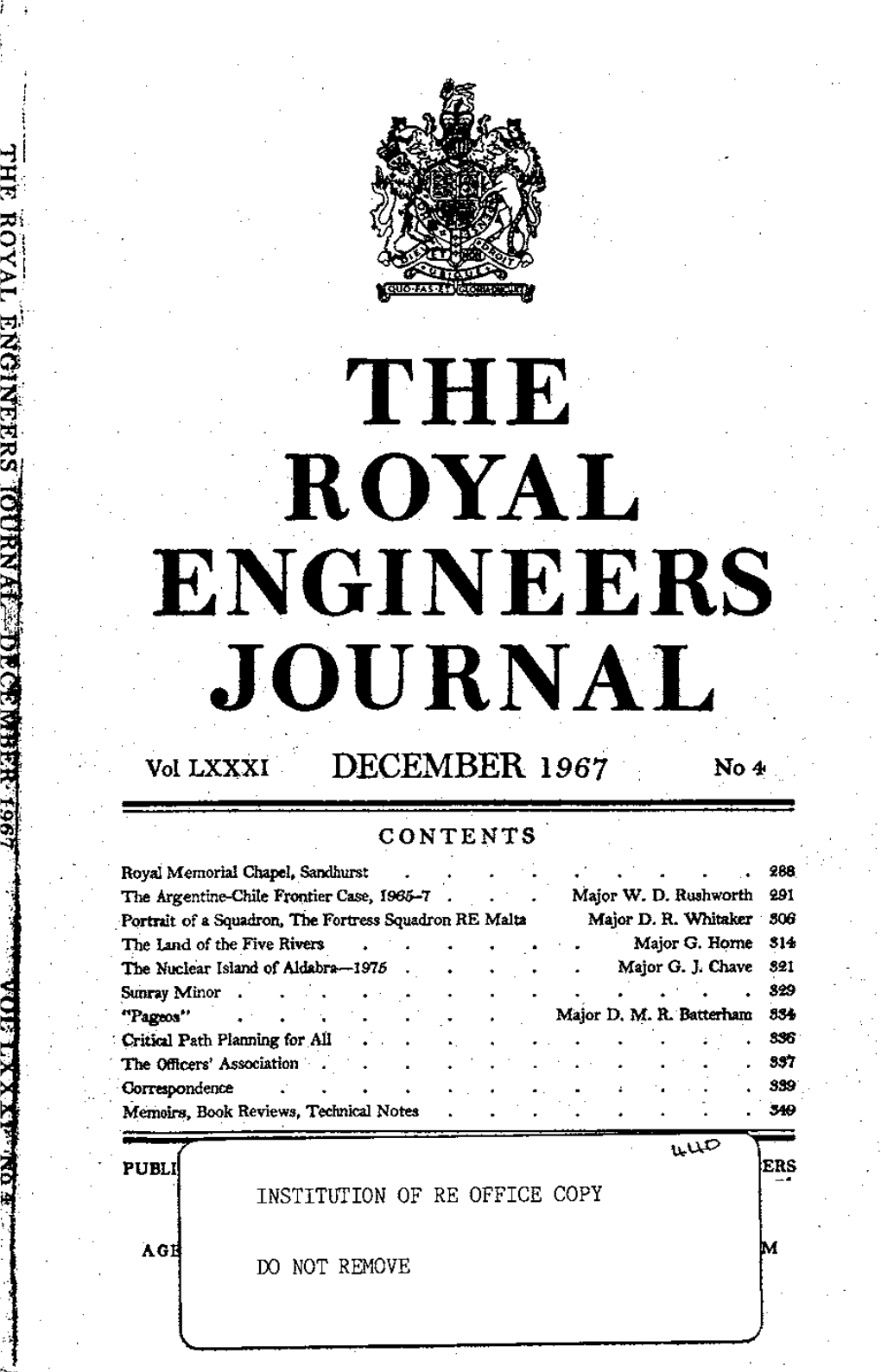 THE ROYAL ENGINEERS JOURNAL Vol LXXXI DECEMBER 1967 No 4