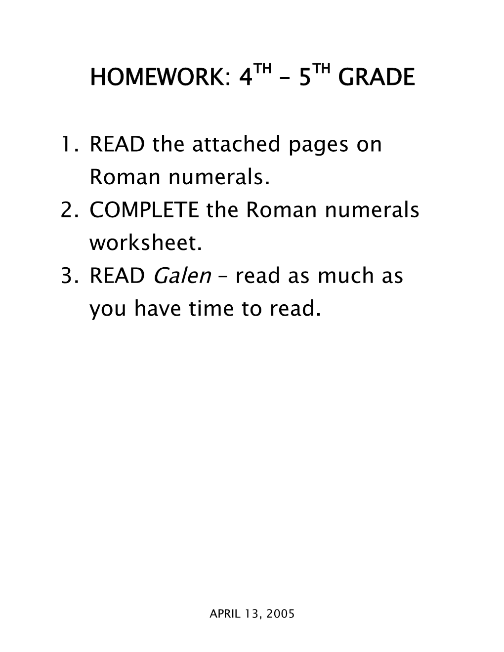 Homework: 4Th 5Th Grade