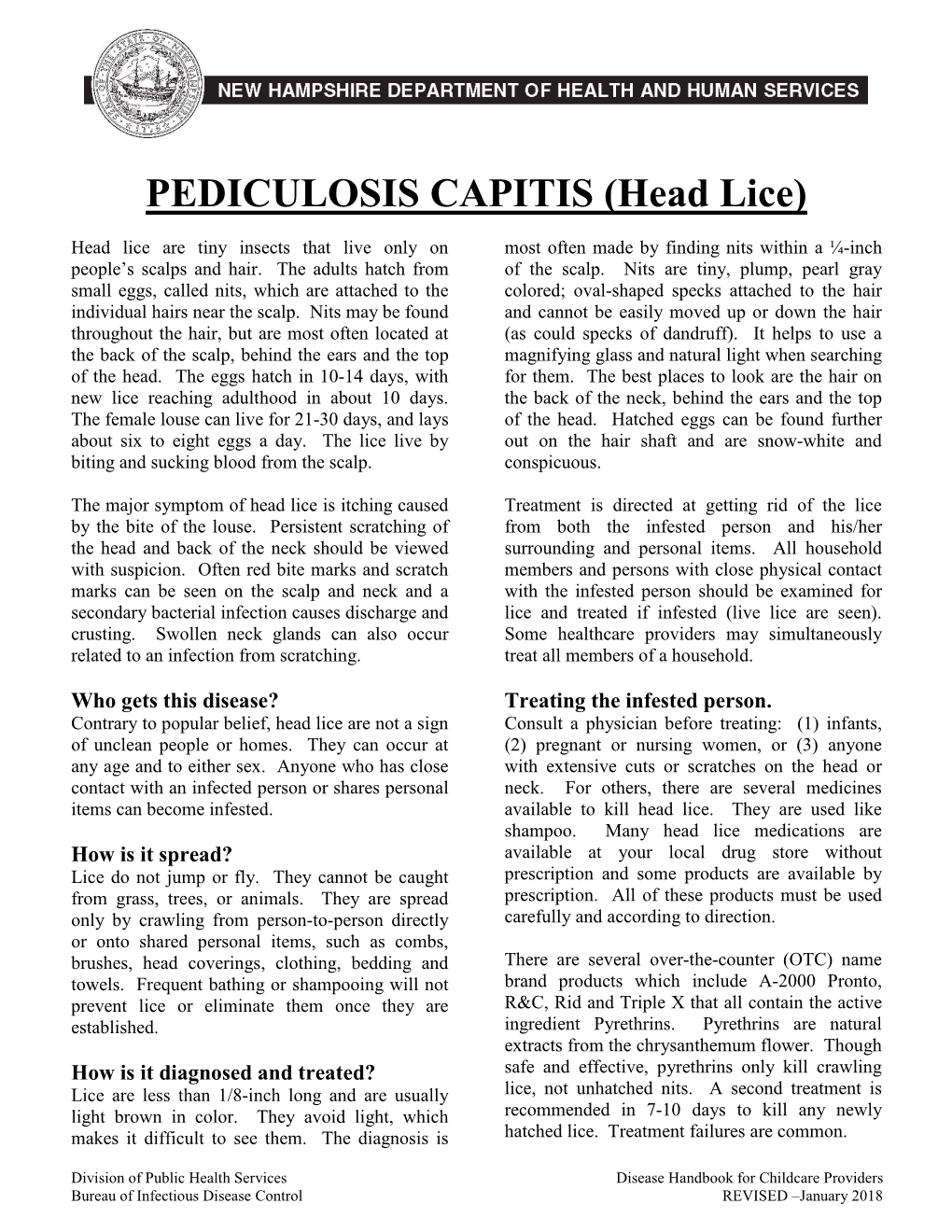 PEDICULOSIS CAPITIS (Head Lice) CONT