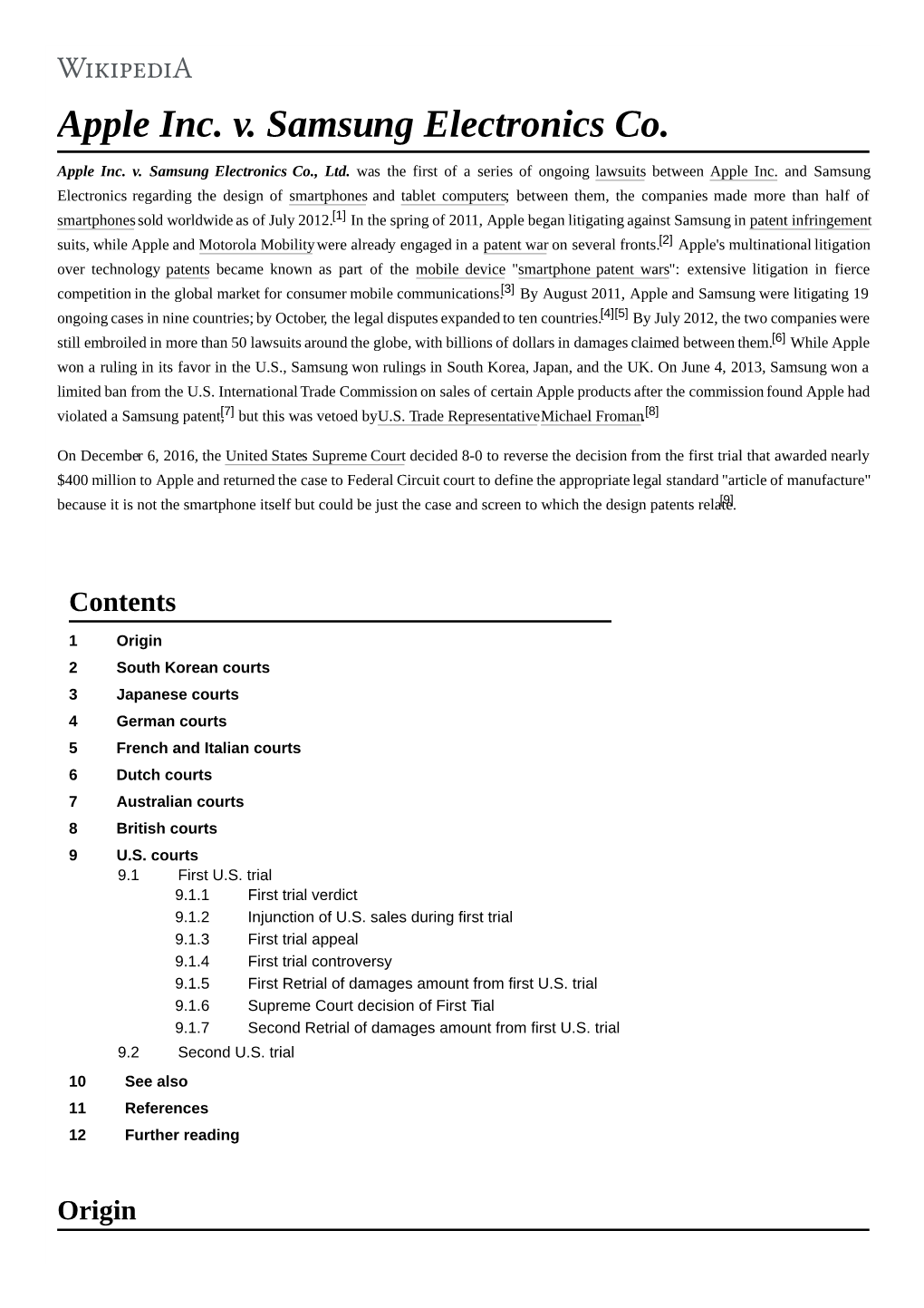 Apple Inc. V. Samsung Electronics Co