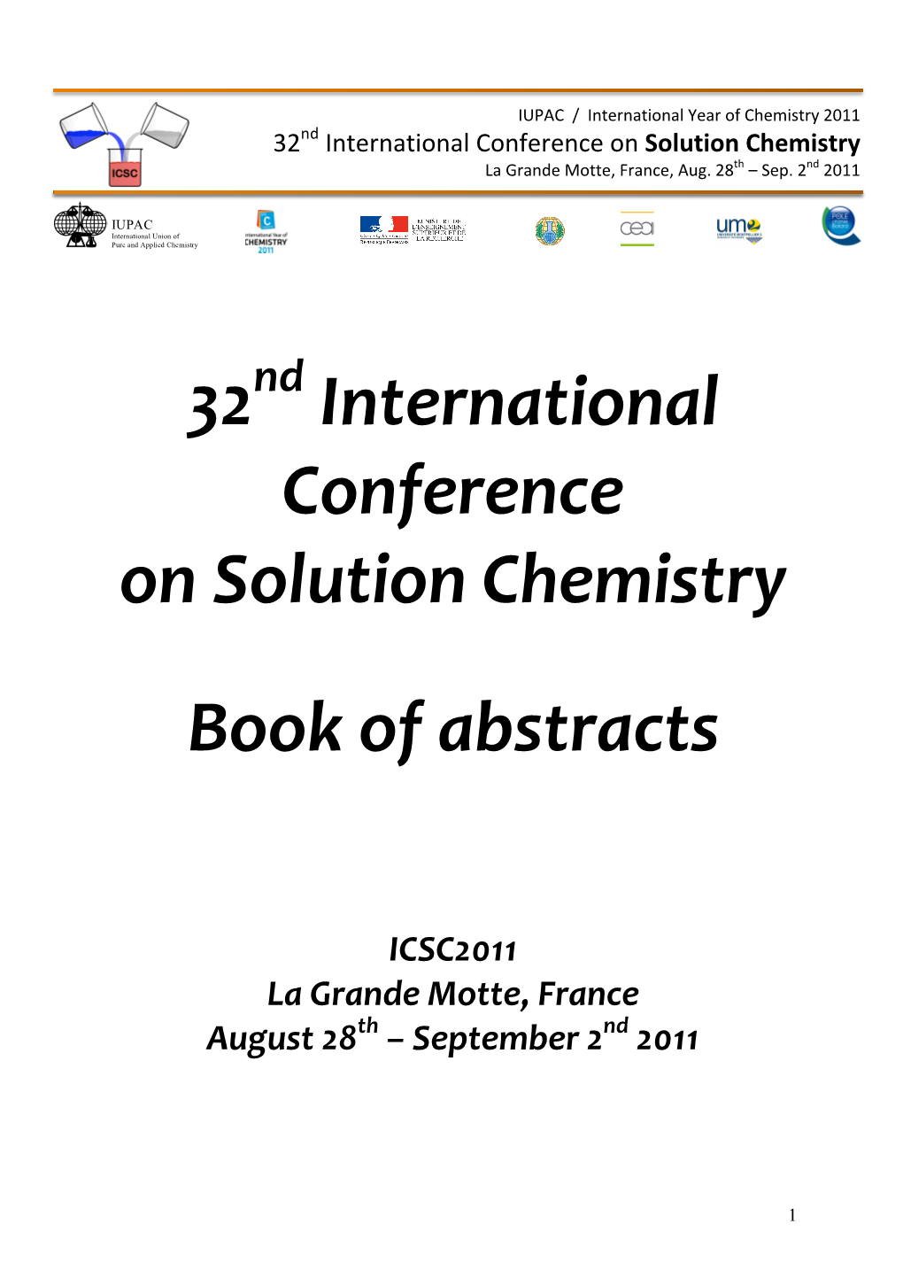 32 International Conference on Solution Chemistry Book of Abstracts