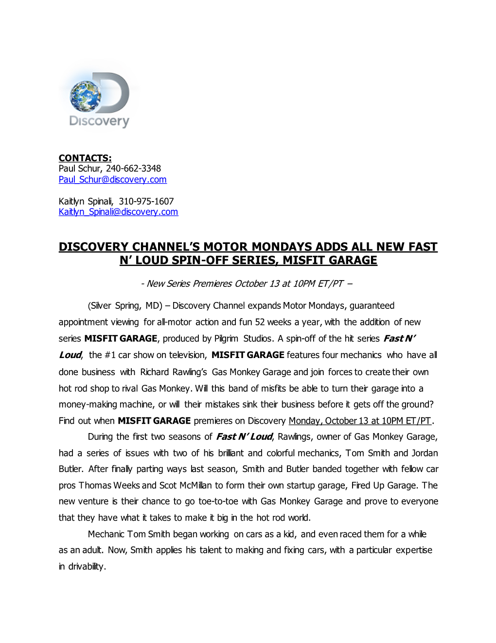 Discovery Channel's Motor Mondays Adds All New