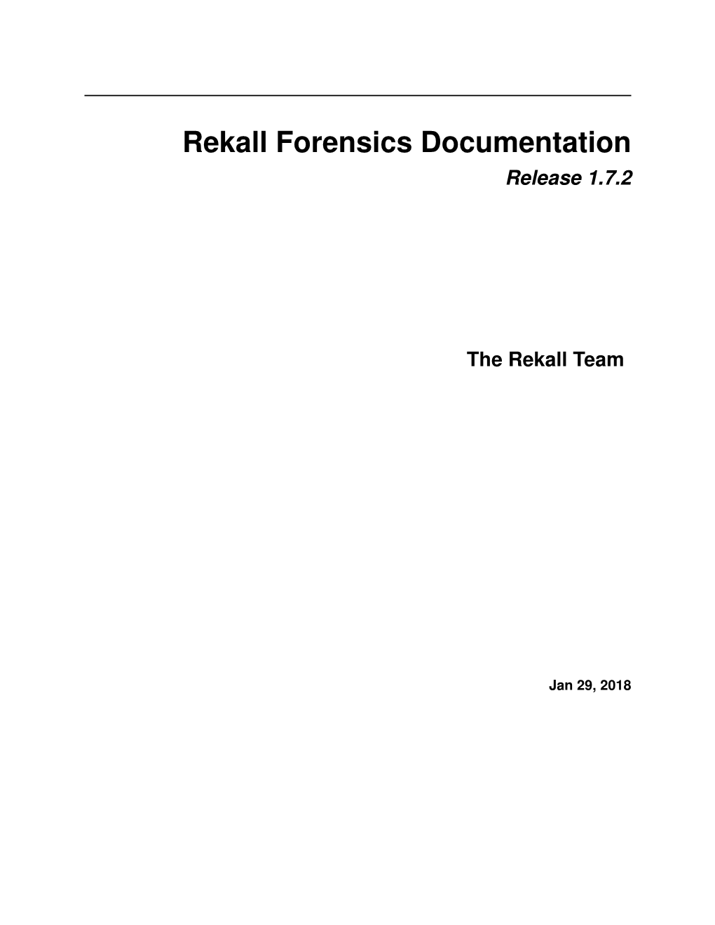 Rekall Forensics Documentation Release 1.7.2