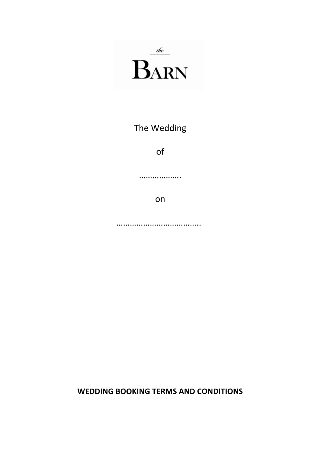 The Barn Wedding Booking Terms and Conditions