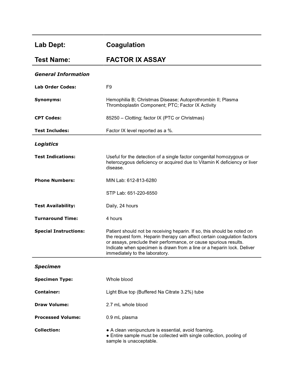 Factor Ix Assay