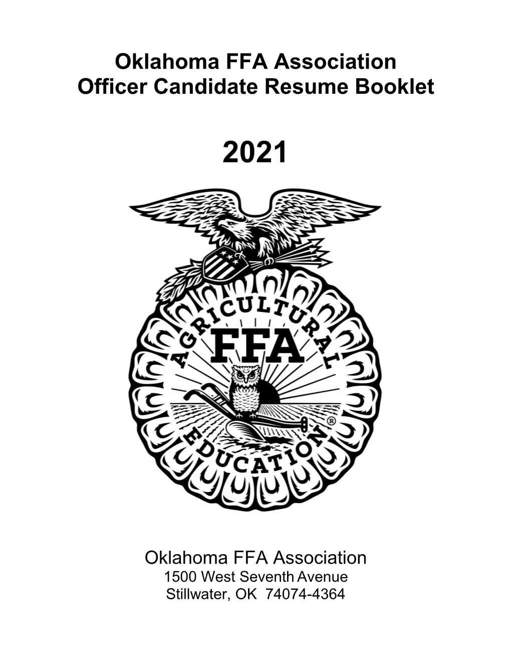 Oklahoma FFA Association Officer Candidate Resume Booklet