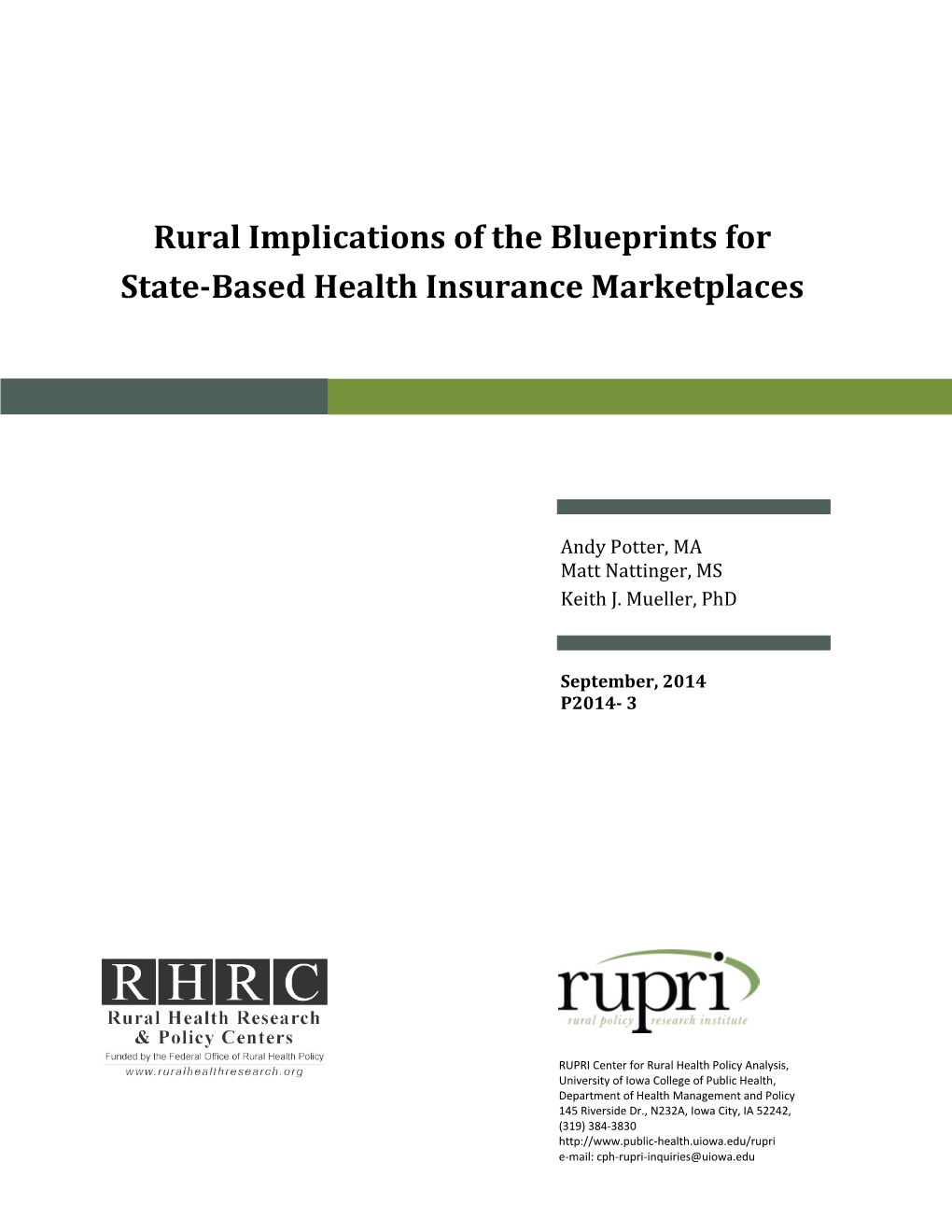 Rural Implications of the Blueprints for State-Based Health Insurance Marketplaces