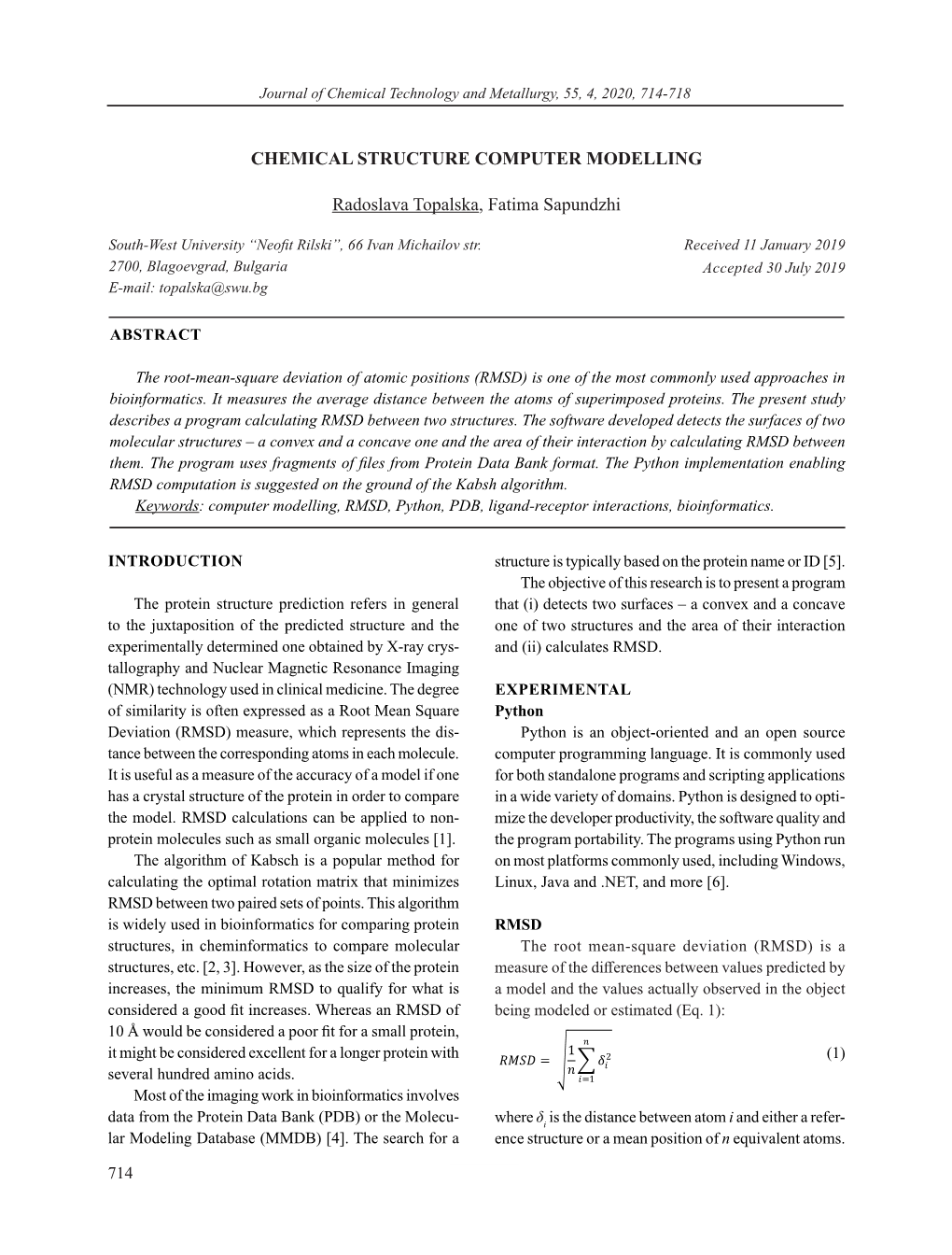 Chemical Structure Computer Modelling