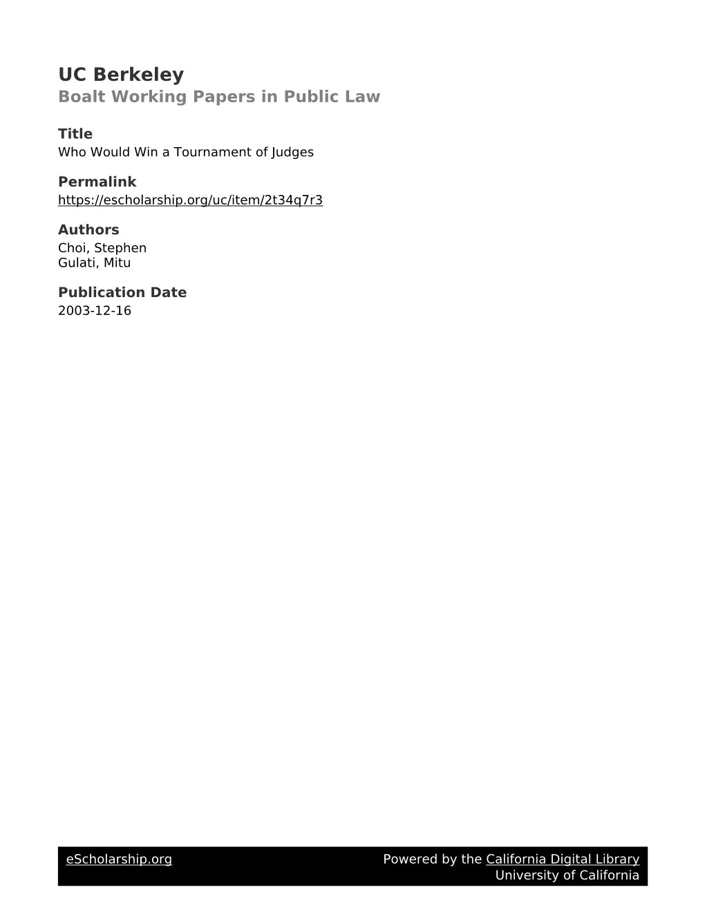 UC Berkeley Boalt Working Papers in Public Law