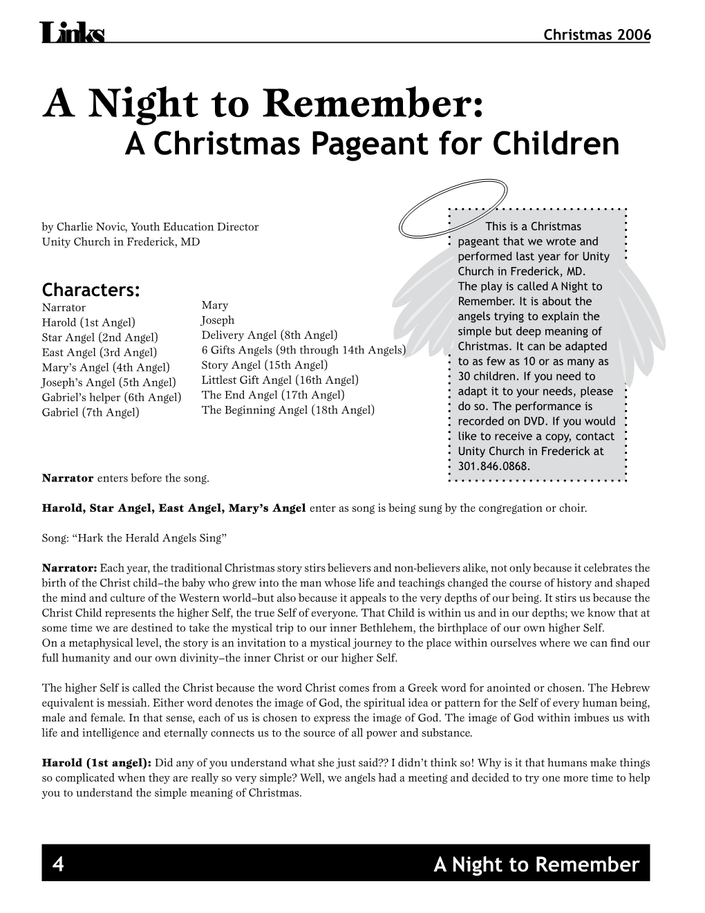 A Night to Remember: a Christmas Pageant for Children